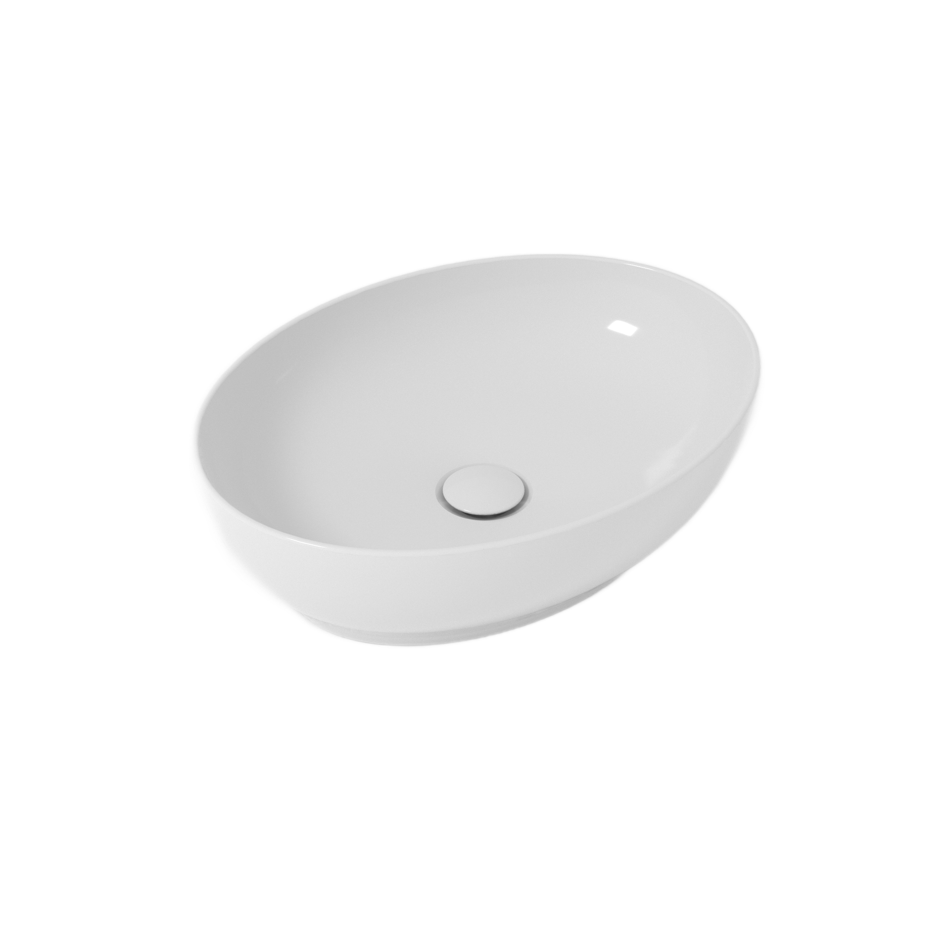 Lavandino ovale in ceramica bianca.