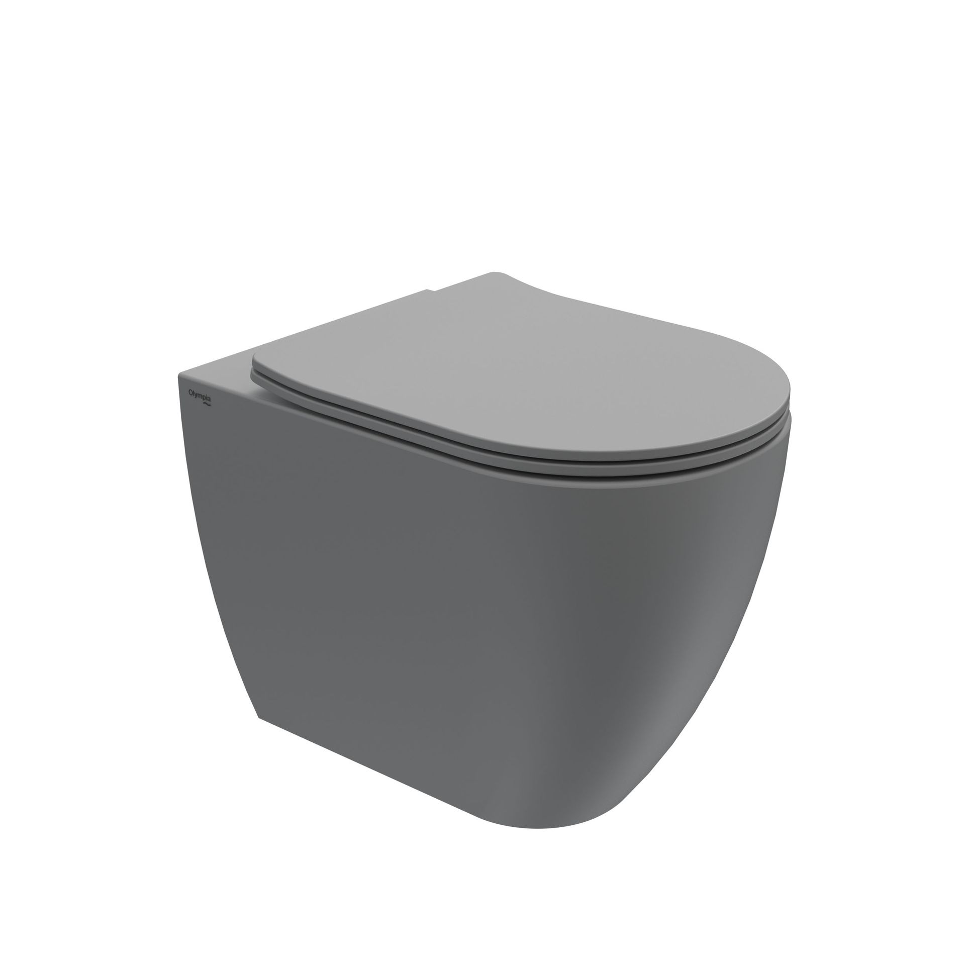 WC sospeso di colore grigio con coperchio chiuso, mostrato in una semplice rappresentazione 3D.