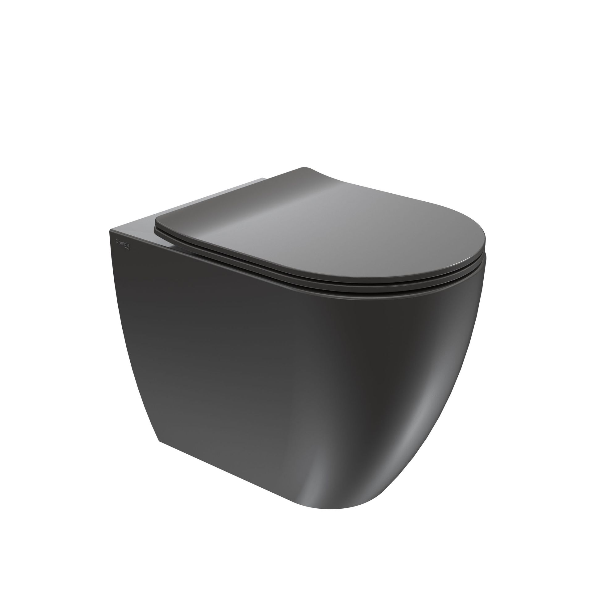 WC moderno nero sospeso con coperchio chiuso su sfondo bianco.