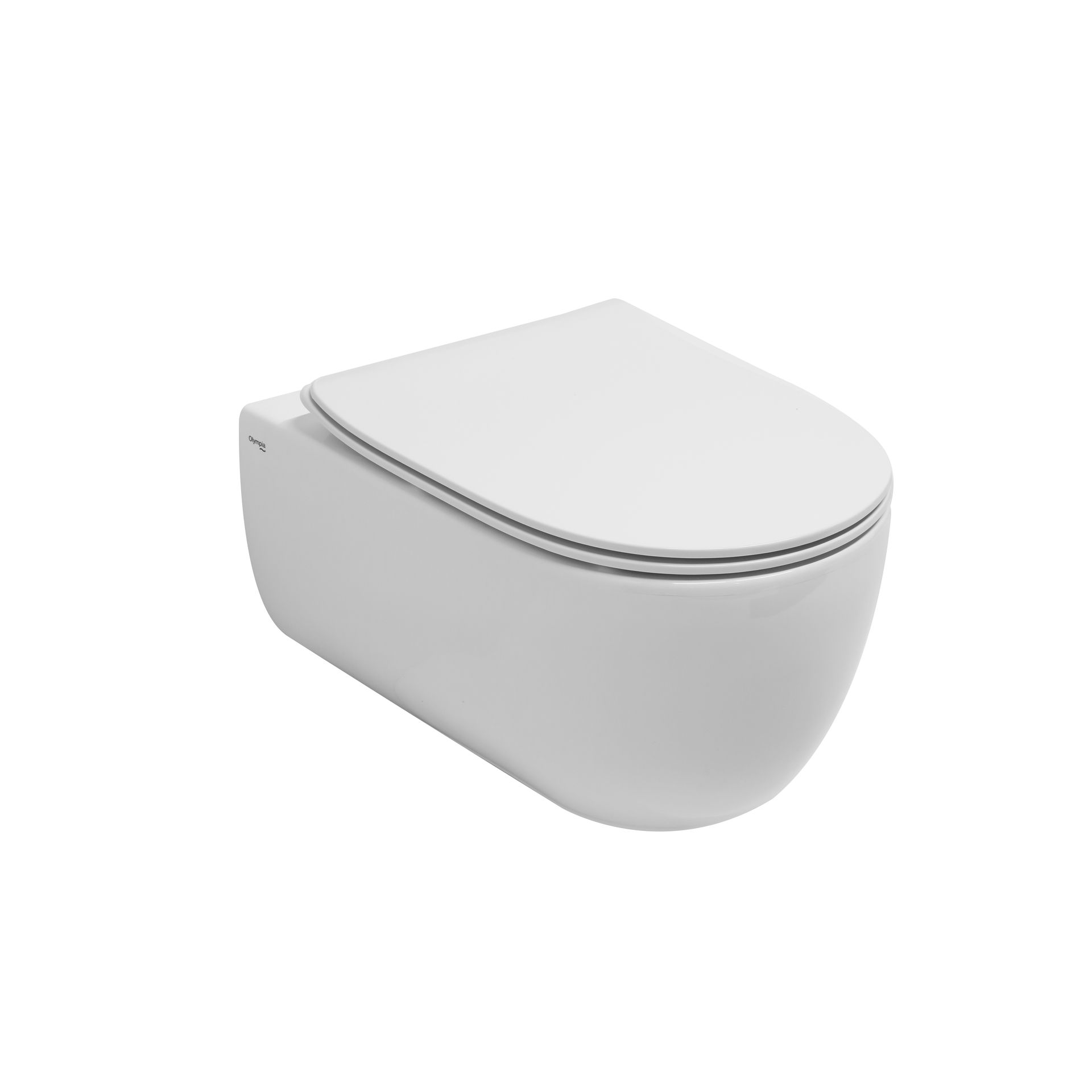 WC moderno bianco sospeso con coperchio chiuso su sfondo neutro