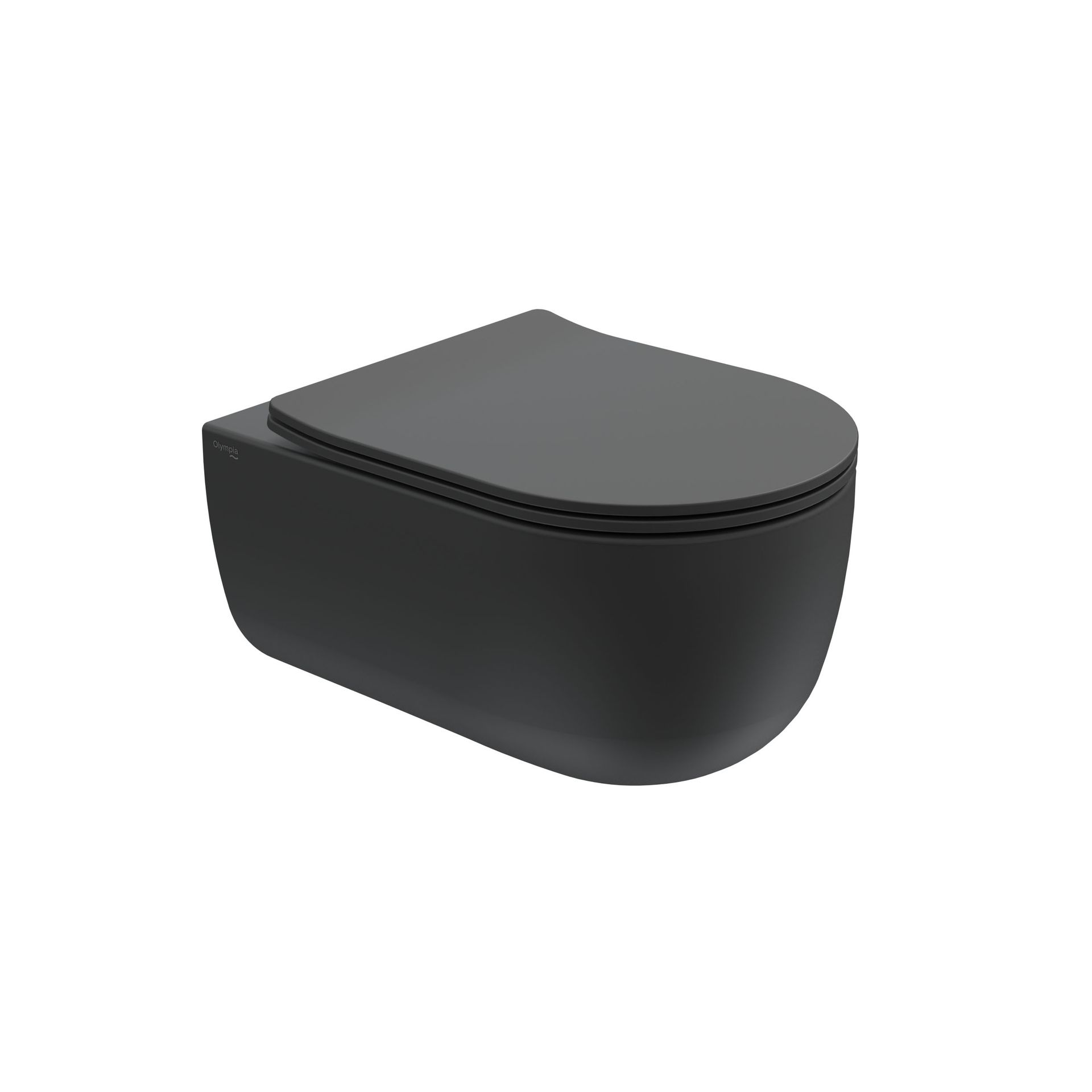 Sedile WC moderno nero e grigio dalla forma rettangolare arrotondata