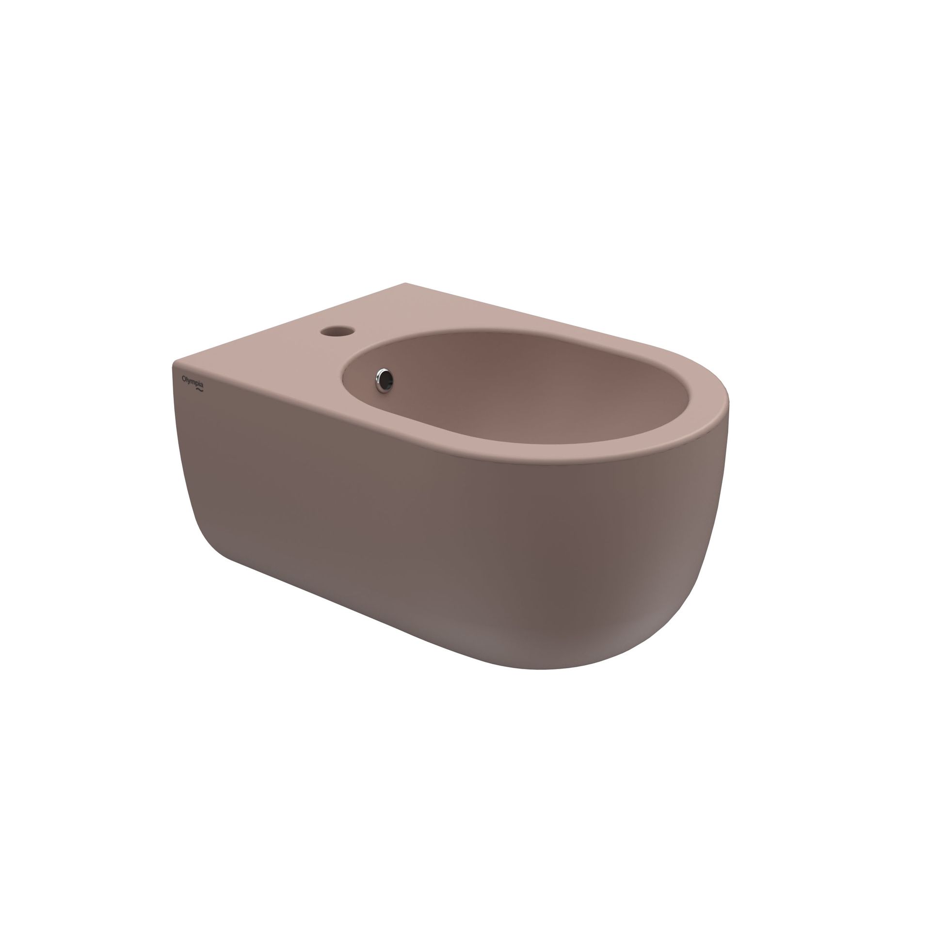 Bidet in ceramica marrone a parete su sfondo bianco.