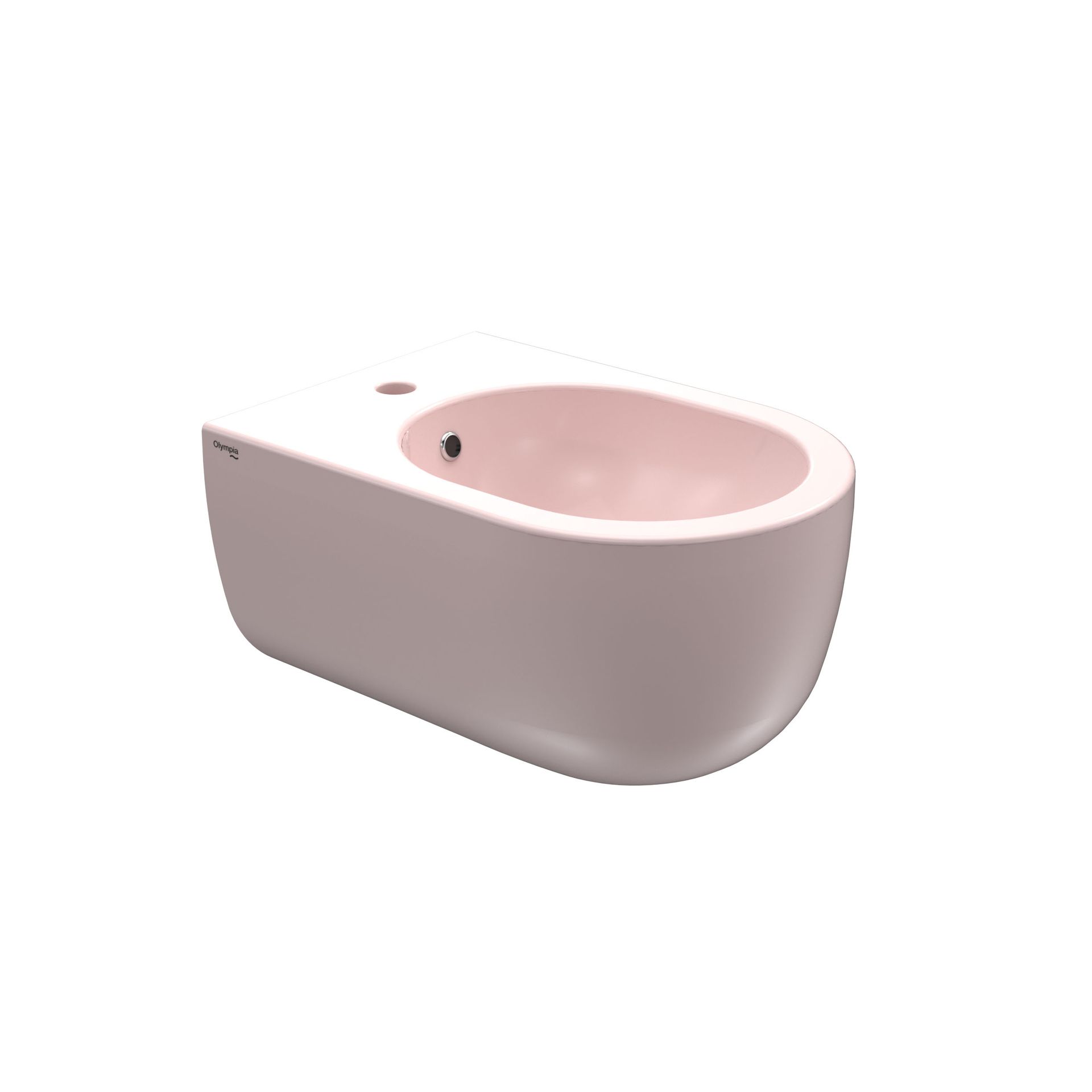 Bidet ovale moderno bianco e rosa su sfondo neutro