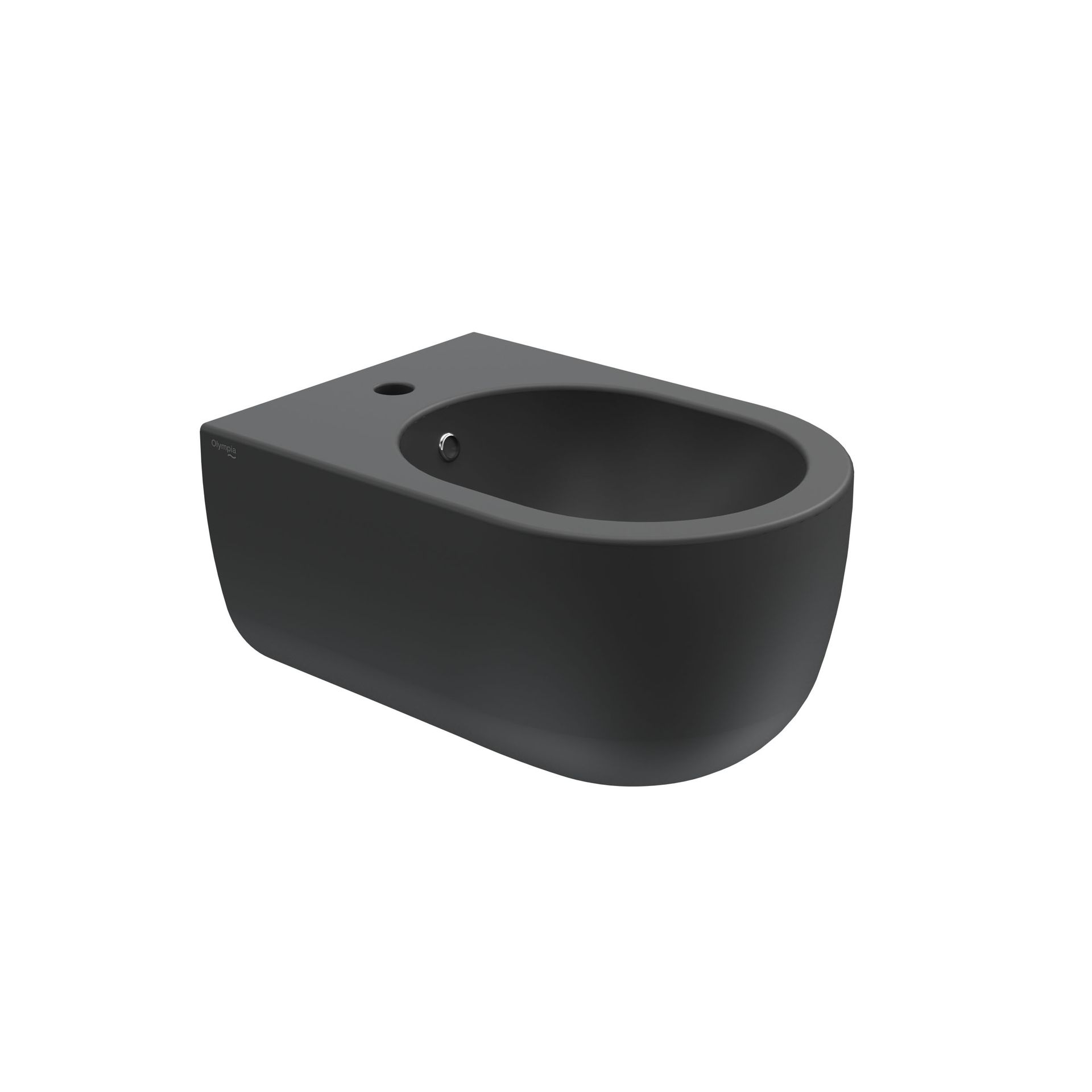 WC bidet sospeso nero con lavabo ovale su sfondo bianco