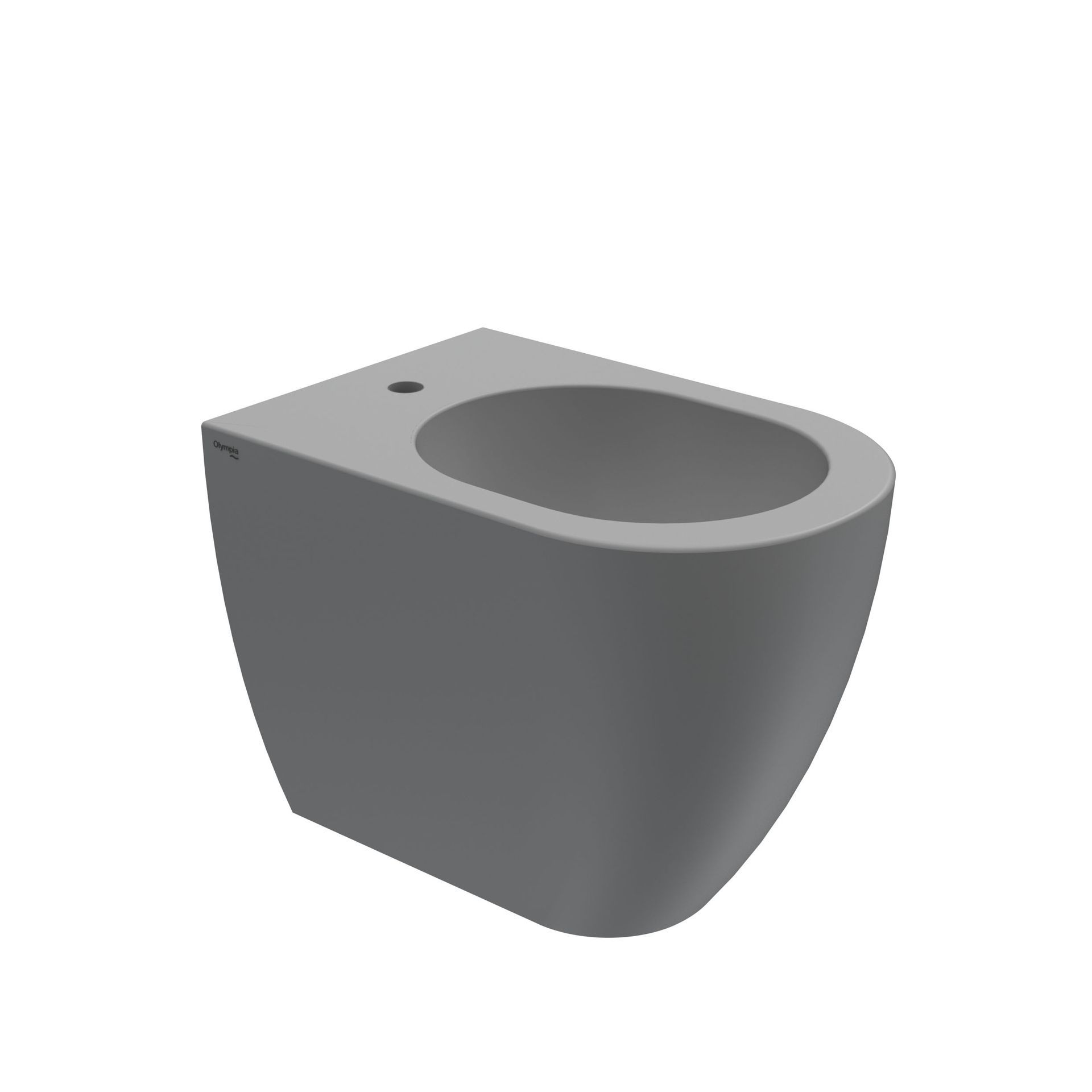 Vaso WC moderno grigio su sfondo bianco