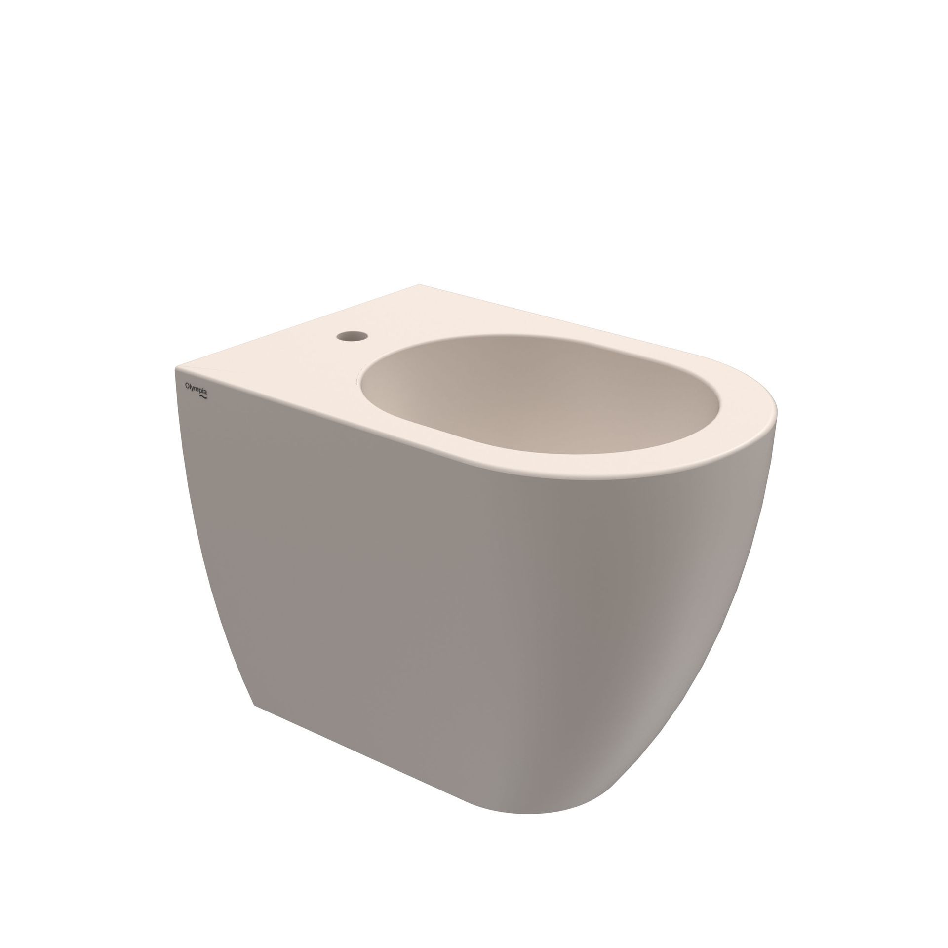 Vaso WC moderno bianco con apertura del sedile rotonda, mostrato su sfondo neutro.