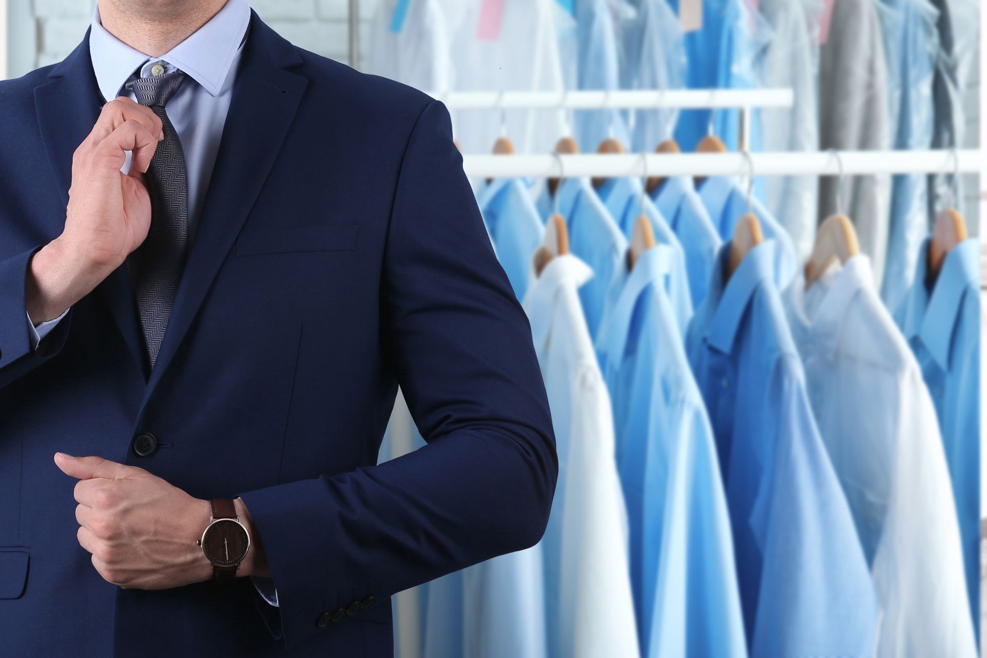 Man wearing freshly tailored sute