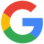 The google logo is a rainbow colored circle with the letter g in the middle.