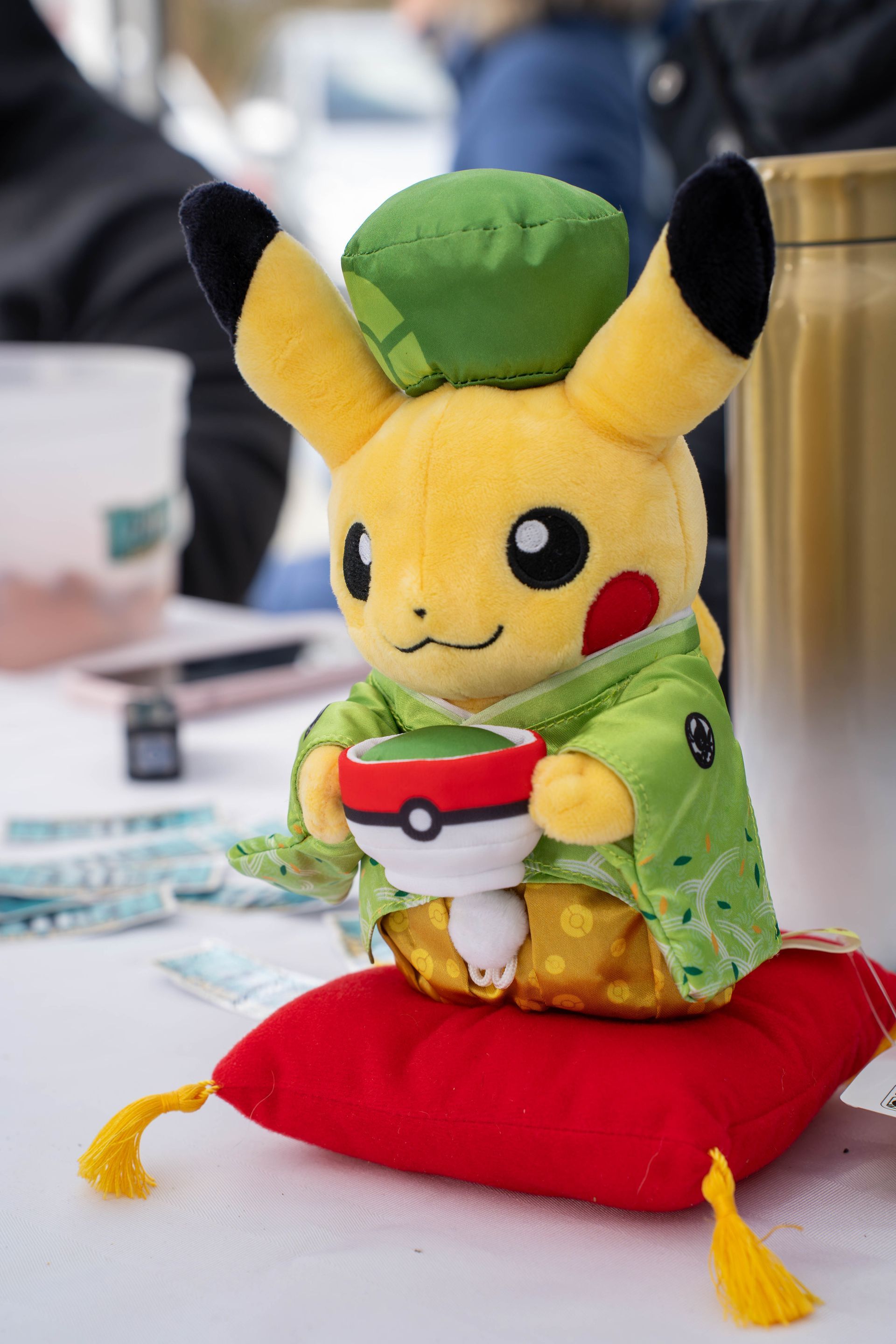 Japanese pikachu stuffed toy with matcha