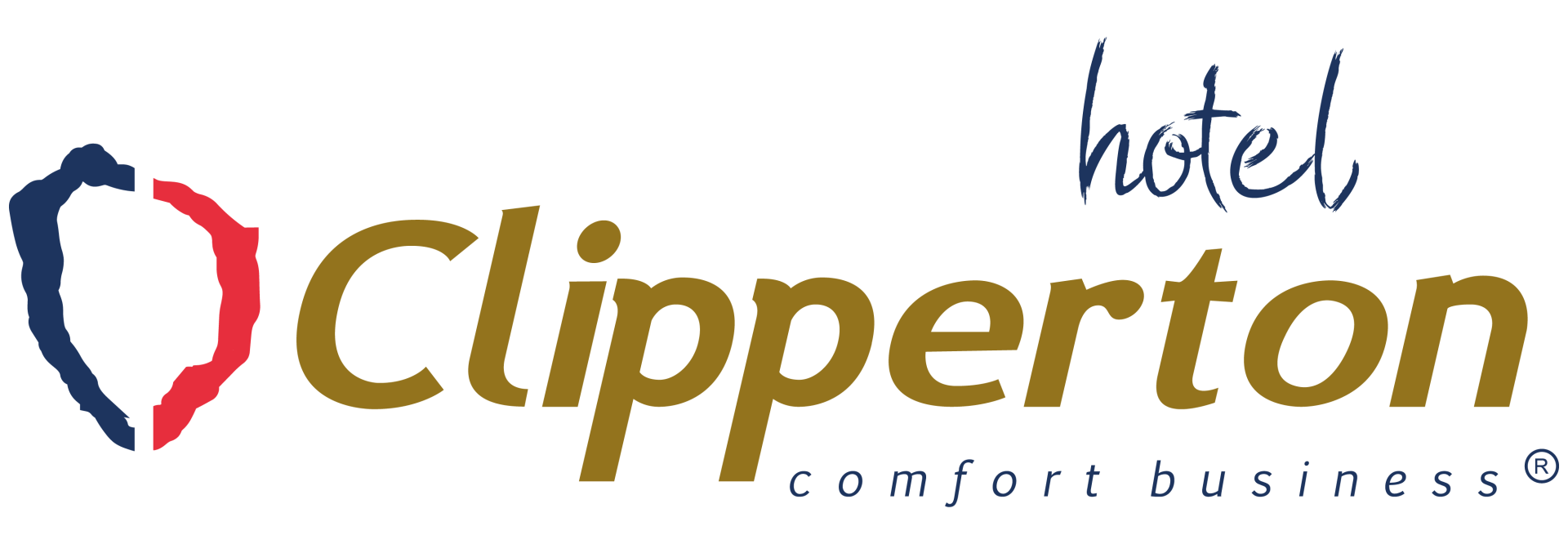 A logo for a hotel called clipperton comfort business