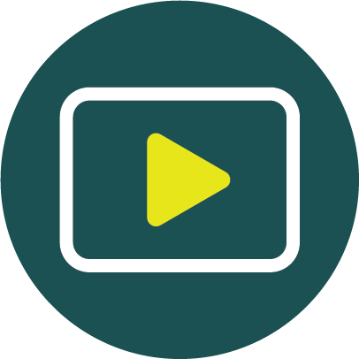 Virtual service icon - green and yellow play icon in a circle