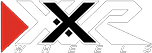 A black and white logo with a red arrow and a black x on a white background.