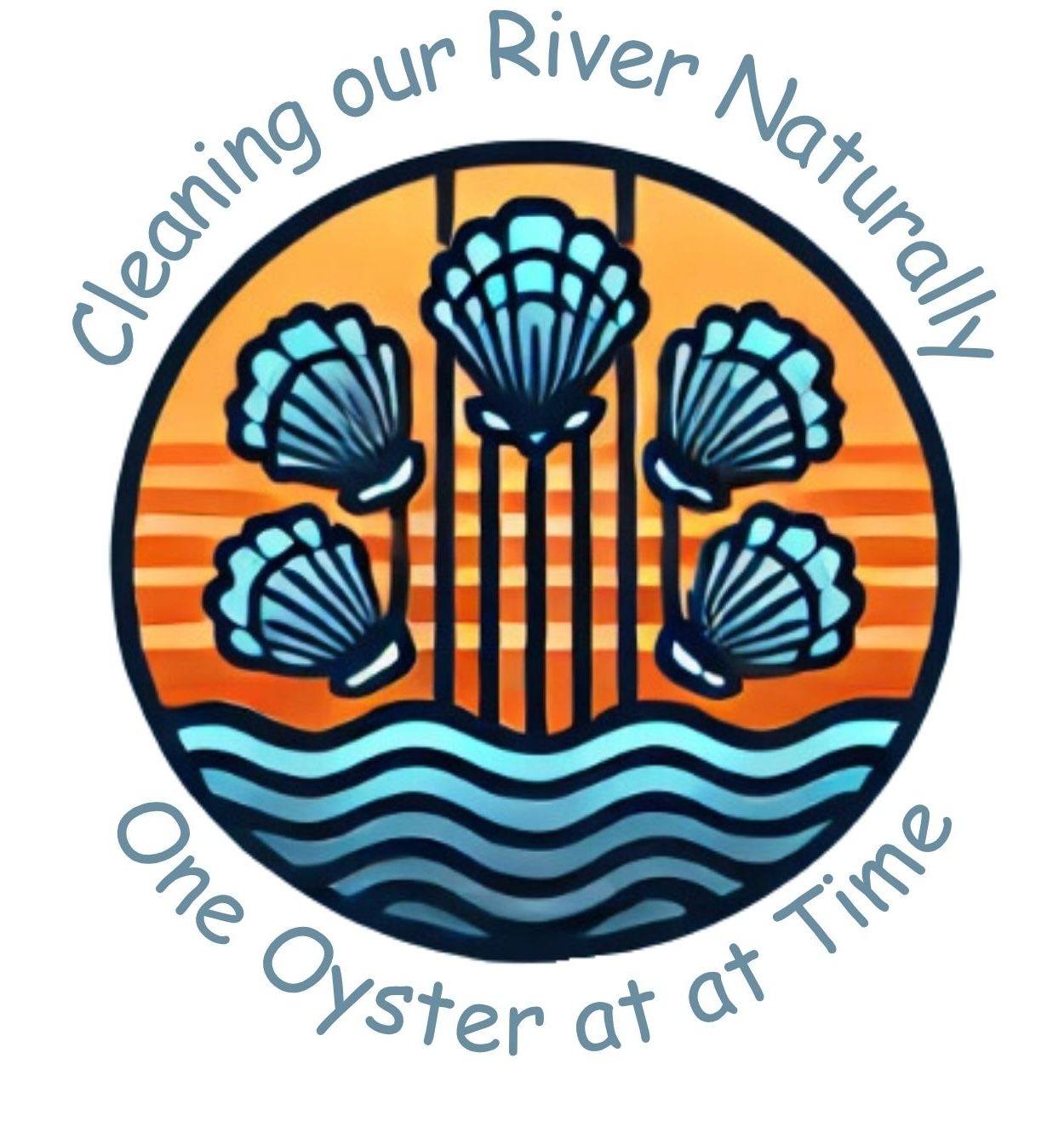 A logo for vertical oyster gardens initiative communities cultivating clean water