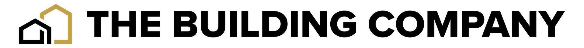 A blue and black logo for the building company.
