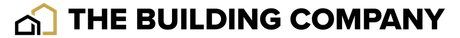 A blue and black logo for the building company.