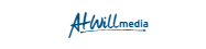 AHwell media logo in blue script on a white background