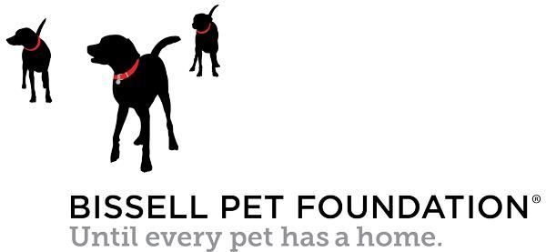 Bissell Pet Foundation logo with three black dogs and the slogan “Unite every pet home.”