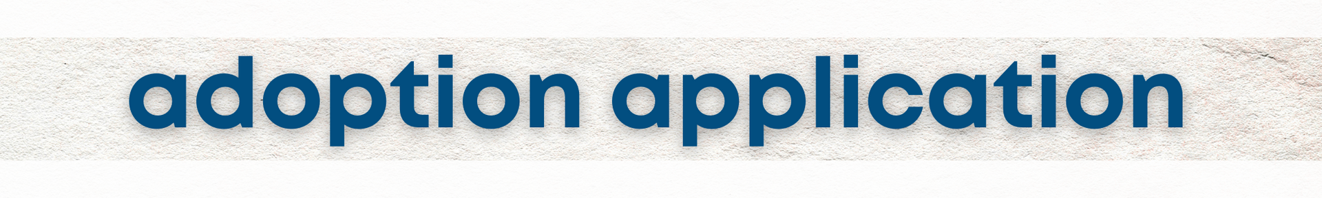 Blue “adoption application” header text on a light background