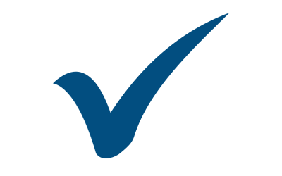 Blue checkmark icon on a white background