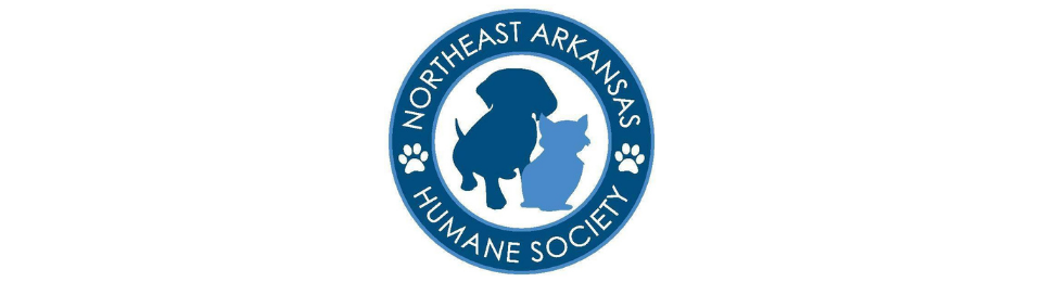Northeast Arkansas Humane Society blue circular logo with white animal silhouette and text