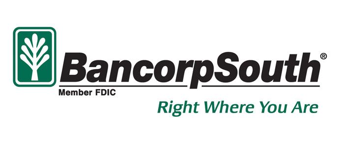 BancorpSouth bank logo with green icon and tagline “Right Where You Are”