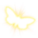 Soft yellow glowing butterfly silhouette on a white background
