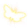 Soft yellow glowing butterfly silhouette on a white background