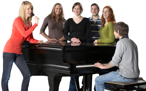 Female Singer Wearing Headphones and Singing in Music Studio — Dubuque, IA — Master's Image Female Singer Wearing Headphones and Singing in Music Studio — Dubuque, IA — Master's Image