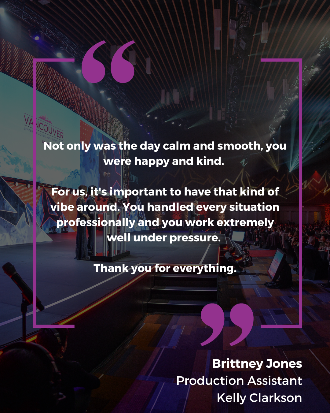 A quote from britney jones production assistant kelly clarkson