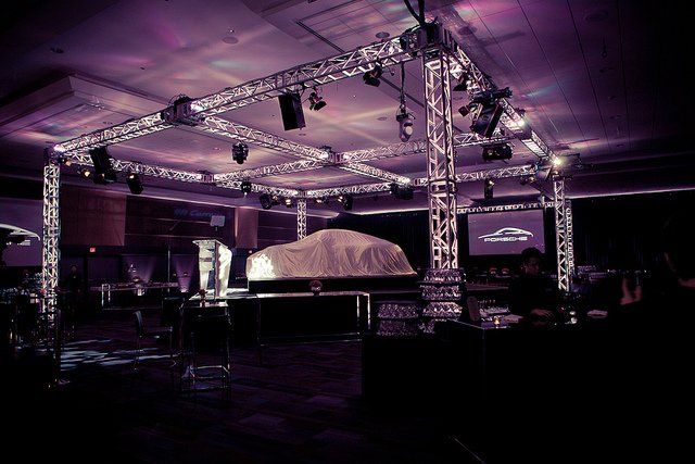 A large room with a lot of lights on it
