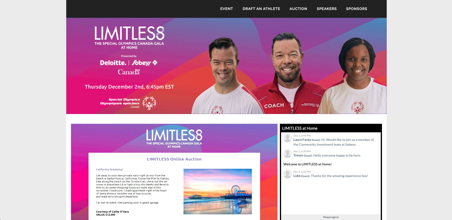 A website called limitless with three people on it