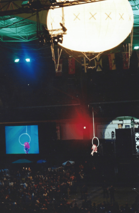 A large balloon with the letters xxx on it