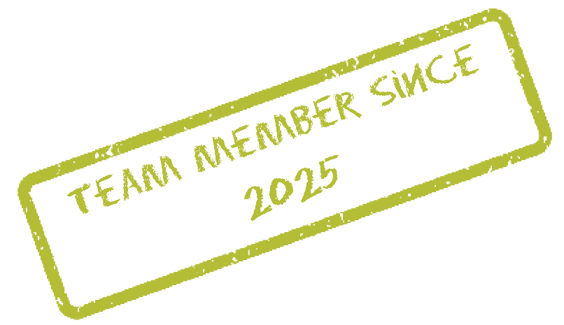 A green stamp that says team member since 2013