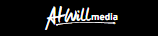 White “AHwill media” logo on a black background