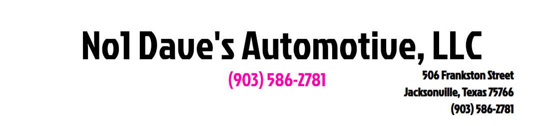 NoL Dave’s Automotive, LLC logo with pink phone number and small blue address text on white background