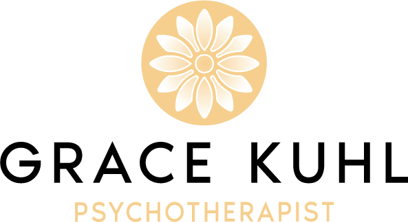 Logo: Flower design above text 