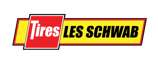 The logo for tires les schwab is yellow and red.
