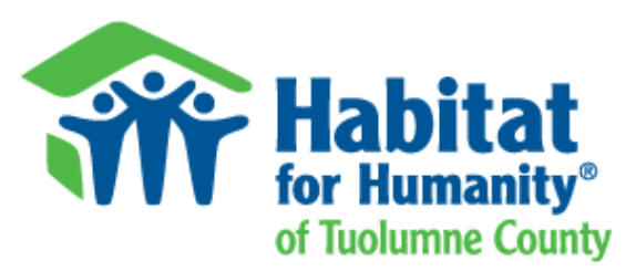 The habitat for humanity logo is white on a black background.