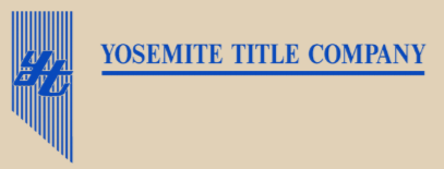 The logo for yosemite title company is blue and white