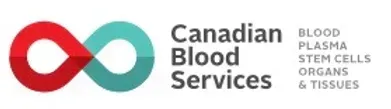 A logo for canadian blood services with an infinity symbol