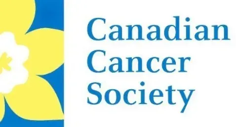 A blue and yellow logo for the canadian cancer society