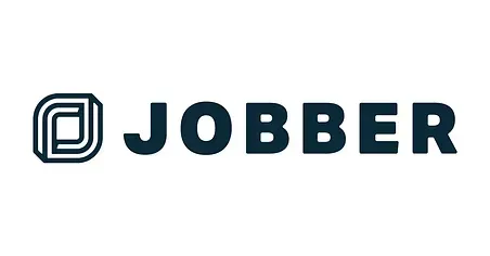 A black and white logo for jobber on a white background.