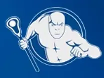 A man without a shirt is holding a lacrosse stick in a circle.
