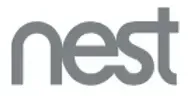 A close up of a nest logo on a white background.