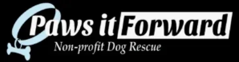 A logo for paws it forward non-profit dog rescue