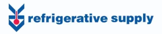 The logo for refrigerative supply is blue and red