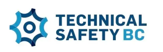 The logo for technical safety bc has a gear on it.