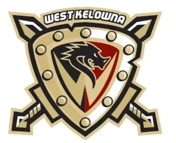 A logo for west kelowna with a boar in the center