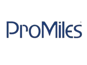 ProMiles logo in dark blue text on a white background