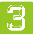 White number 3 on a lime green square icon